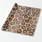 Luxuriöse Chic Gold Black Brown Leopard Animal Pri Geschenkpapier (Ungerollt)