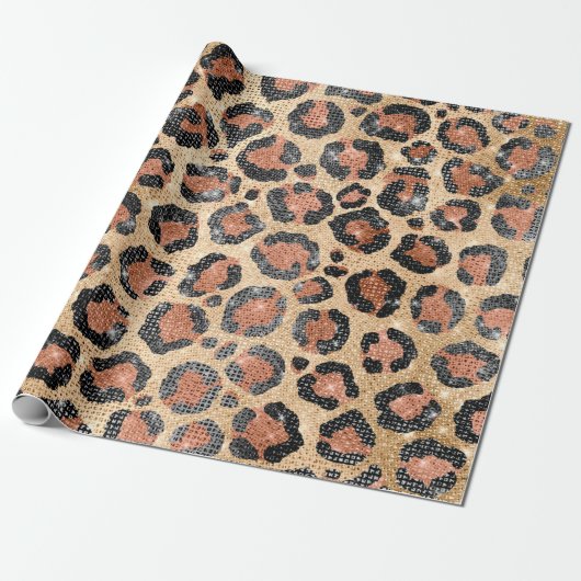 Luxuriöse Chic Gold Black Brown Leopard Animal Pri Geschenkpapier (Ungerollt)