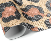 Luxuriöse Chic Gold Black Brown Leopard Animal Pri Geschenkpapier (Rolleneckpunkt)