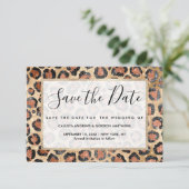 Luxuriöse Chic Gold Black Brown Leopard Animal Pri Save The Date (Stehend Vorderseite)