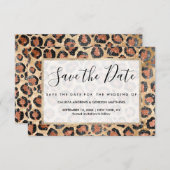 Luxuriöse Chic Gold Black Brown Leopard Animal Pri Save The Date (Vorne/Hinten)