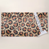 Luxuriöse Chic Gold Black Brown Leopard Animal Pri Strandtuch (Vorderseite)
