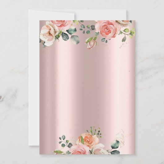 Luxuriöse Chic Rose Diamonds Confetti Pension Einladung (Rückseite)