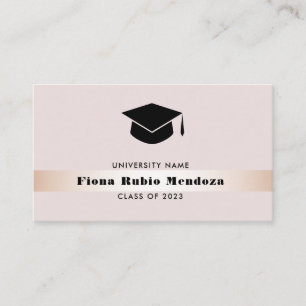 Luxuriöse Chic Rose Gold Graduation Cap Name Beila Visitenkarte