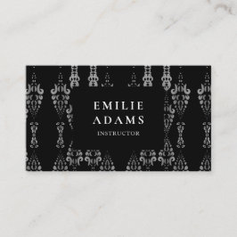 Luxuriöse Chic Silver Black und White Ornamental Visitenkarte