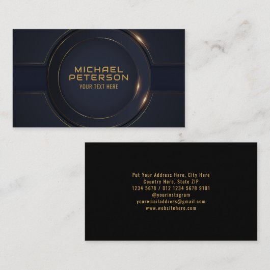 Luxuriöse Circle Gold Line | Moderne Futuristik Visitenkarte (Vorne/Hinten)