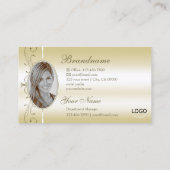 Luxuriöse Cream Gold gequiggelte Juwelen Logo & Fo Visitenkarte (Rückseite)