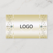 Luxuriöse Cream Gold gequiggelte Juwelen Logo & Fo Visitenkarte (Vorderseite)
