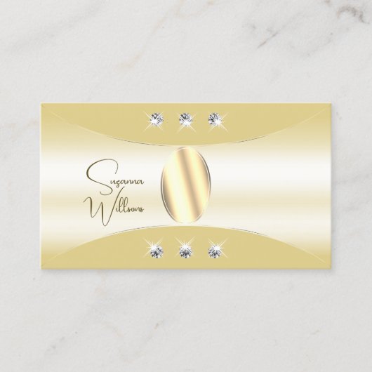Luxuriöse Creme mit goldenem Dekor Diamanten und F Visitenkarte (Vorderseite)