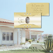 Luxuriöse Creme mit goldenem Dekor Diamanten und F Visitenkarte