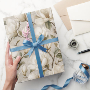 Luxuriöse cremige Magnolie Botanische Kunst Geschenkpapier
