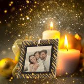 Luxuriöse Custom Foto Black and Gold Zebra Weihnac Ornament Aus Glas