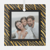 Luxuriöse Custom Foto Black and Gold Zebra Weihnac Ornament Aus Glas (Vorderseite)