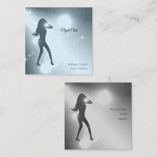 Luxuriöse Cyan Brilliant Tancing Girl Silhouette Quadratische Visitenkarte (Vorne/Hinten)