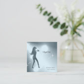 Luxuriöse Cyan Brilliant Tancing Girl Silhouette Quadratische Visitenkarte (Stehend Vorderseite)