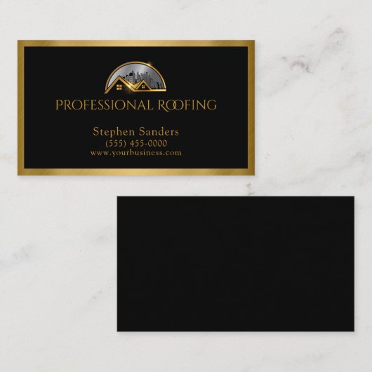 Luxuriöse Dachdeckung Gold Black Construction Visitenkarte (Vorne/Hinten)