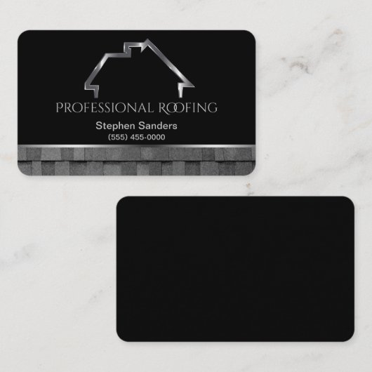 Luxuriöse Dachschindeln Konstruktion Silberschwarz Visitenkarte (Vorne/Hinten)