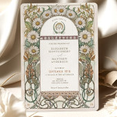 Luxuriöse Daisy Floral Art Nouveau Hochzeit Einladung