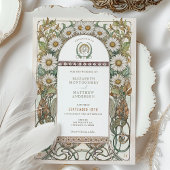 Luxuriöse Daisy Floral Art Nouveau Hochzeit Einladung