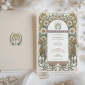 Luxuriöse Daisy Floral Art Nouveau Hochzeit Einladung
