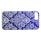 Luxuriöse Damask Muster auf wunderschön blau Case-Mate iPhone Hülle (Rückseite (Horizontal))