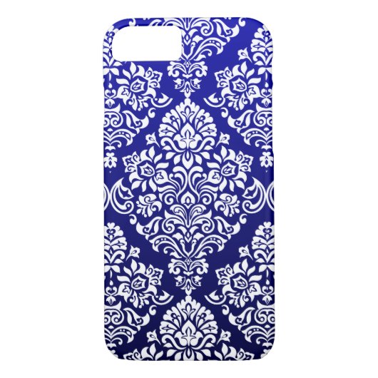 Luxuriöse Damask Muster auf wunderschön blau Case-Mate iPhone Hülle (Rückseite)