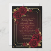 Luxuriöse Dark Burgundy Moody Rose Wedding Einladung (Vorderseite)