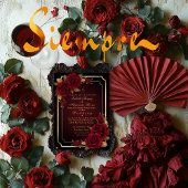 Luxuriöse Dark Burgundy Moody Rose Wedding Einladung