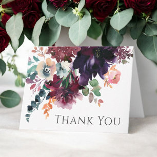 Luxuriöse Dark Watercolor Floral Bouquet Vielen Da Karte