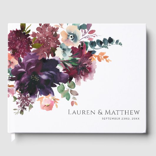 Luxuriöse Deep Floral Bouquet Wedding Gästebuch (Vorderseite)