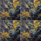 Luxuriöse Deep Navy Blue Gold Abstrakt Bio Fliese
