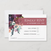 Luxuriöse Deep Rose Elegant Floral Wedding RSVP Karte (Vorderseite)