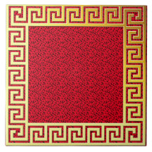 Luxuriöse Design Grieche Schlüssel Rot und Gold Kl