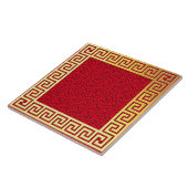 Luxuriöse Design Grieche Schlüssel Rot und Gold Kl Fliese (Seite)