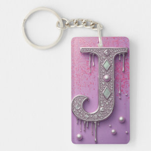 Luxuriöse Diamant-Buchstabe J-Monogramm mit Goldtr Schlüsselanhänger