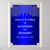 Luxuriöse Diamonds and Pearls Blue Wedding Willkom Poster (Vorne)