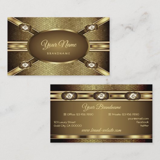 Luxuriöse dunkle Gold Effekte Elegant Shimmery Dia Visitenkarte (Vorne/Hinten)
