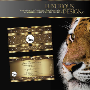 Luxuriöse dunkle goldene Glitzer Leuchtsterne und Visitenkarte