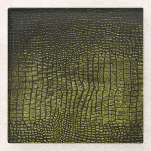 Luxuriöse dunkle Krokodillederstruktur. Glasuntersetzer