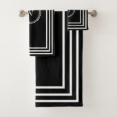 Luxuriöse dunkle Monogramm Minimalistische weiße R Badhandtuch Set (Insitu)