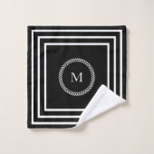 Luxuriöse dunkle Monogramm Minimalistische weiße R Badhandtuch Set (Waschlappen)