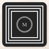 Luxuriöse dunkle Monogramm Minimalistische weiße R Rechteckiger Pappuntersetzer (Vorderseite)