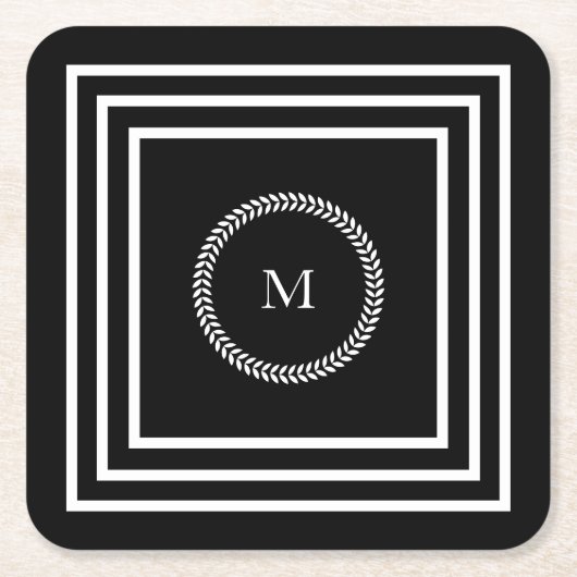 Luxuriöse dunkle Monogramm Minimalistische weiße R Rechteckiger Pappuntersetzer (Vorderseite)