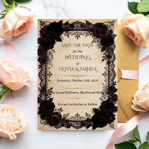Luxuriöse dunkle Romantik Schwarze Spitze viktoria Save The Date