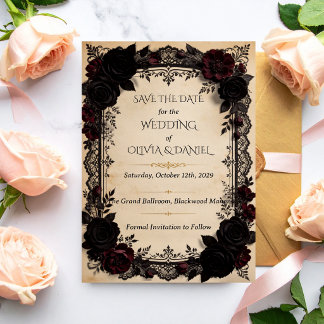 Luxuriöse dunkle Romantik Schwarze Spitze viktoria Save The Date