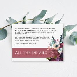 Luxuriöse dunkle Rose Rosa Blumenzettel Begleitkarte