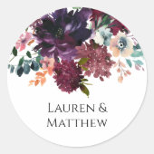Luxuriöse dunkle Wasserfarbe Bouquet Brie und Groo Runder Aufkleber (Vorderseite)