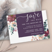 Luxuriöse Eggplant Lila Floral Save the Date