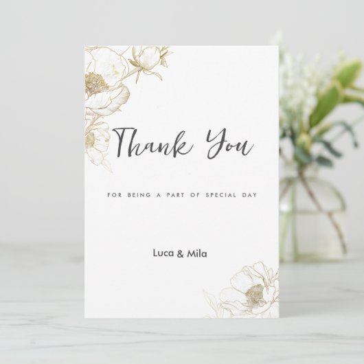 Luxuriöse einfache weißgoldene Perle Blumenfloral Einladung (Stehend Vorderseite)