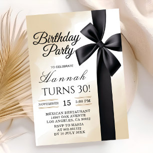 Luxuriöse Einladung zum 30. Geburtstag Schwarz & W